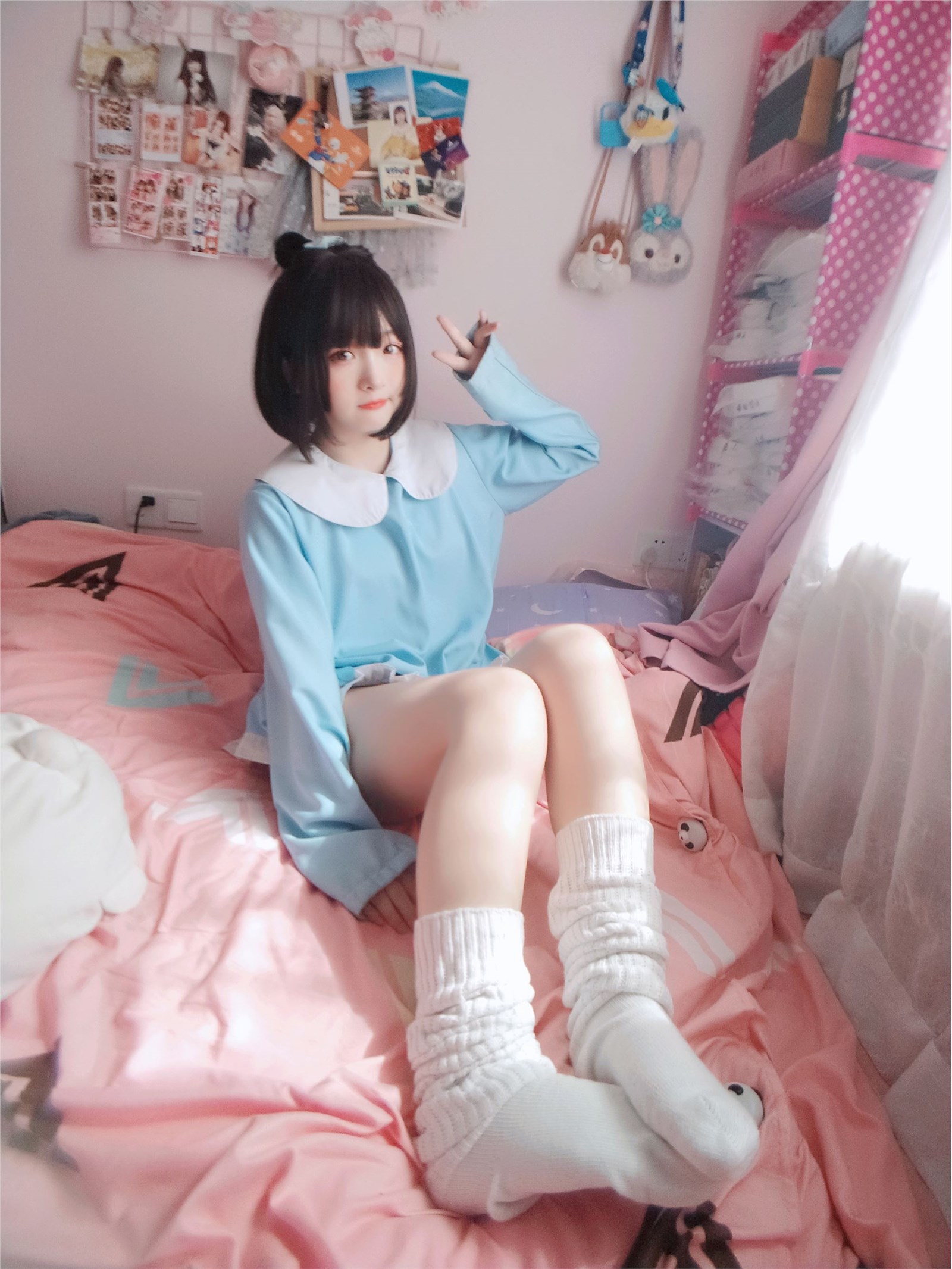 Kagura - No.63 light blue white socks(3)